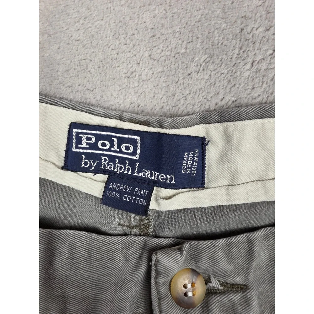 Vtg Polo Ralph Lauren Andrew Pant Mens 38x29 Fit 37x25 Gray Double Pleated *Read